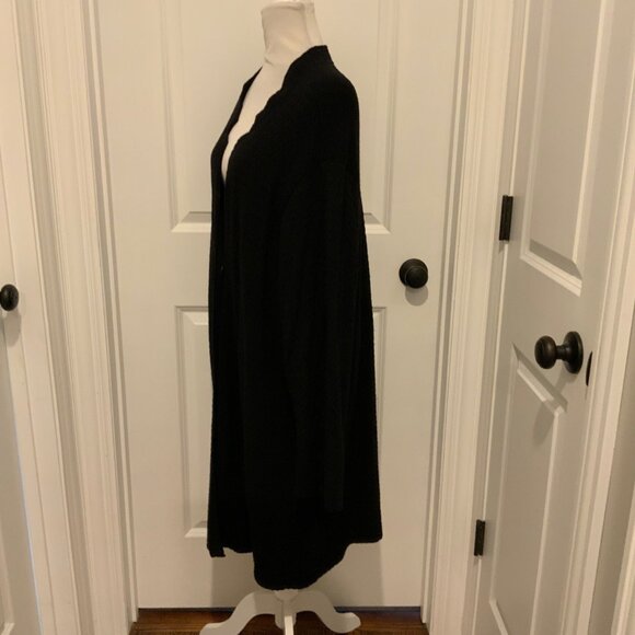 Eileen Fisher Woman Black Waffle Knit Wool Blend Long Cardigan Sweater 2X - Picture 4 of 13
